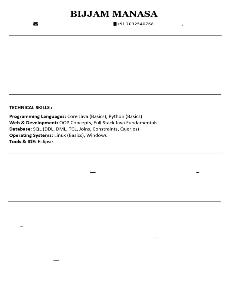Manasa Resume | PDF