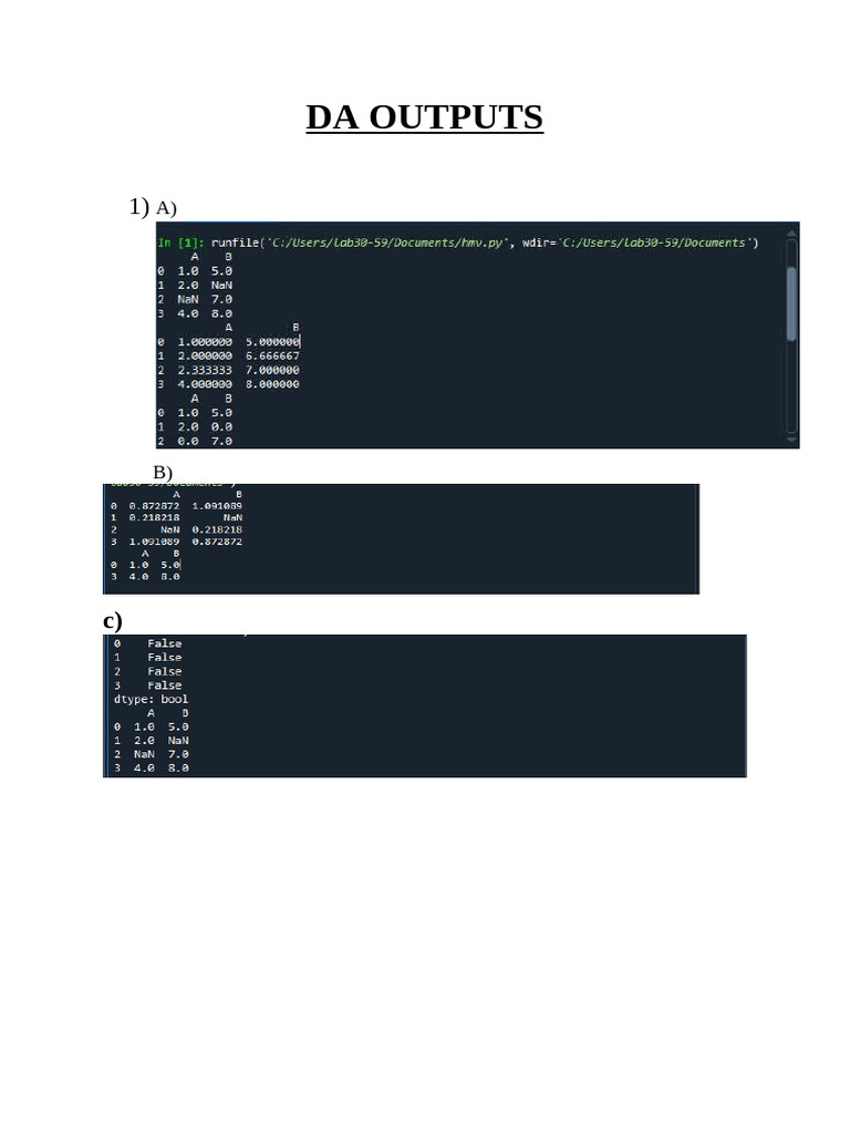 Da Outputs | PDF
