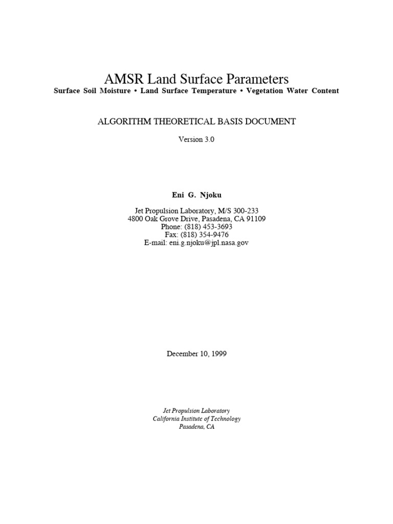 Amsr Land Surface Parameters | PDF | Climate | Earth Sciences