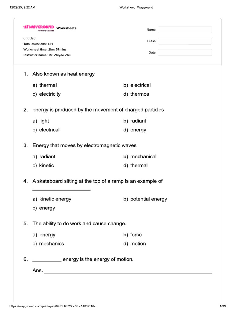 G5 science Q2 练习题 | PDF