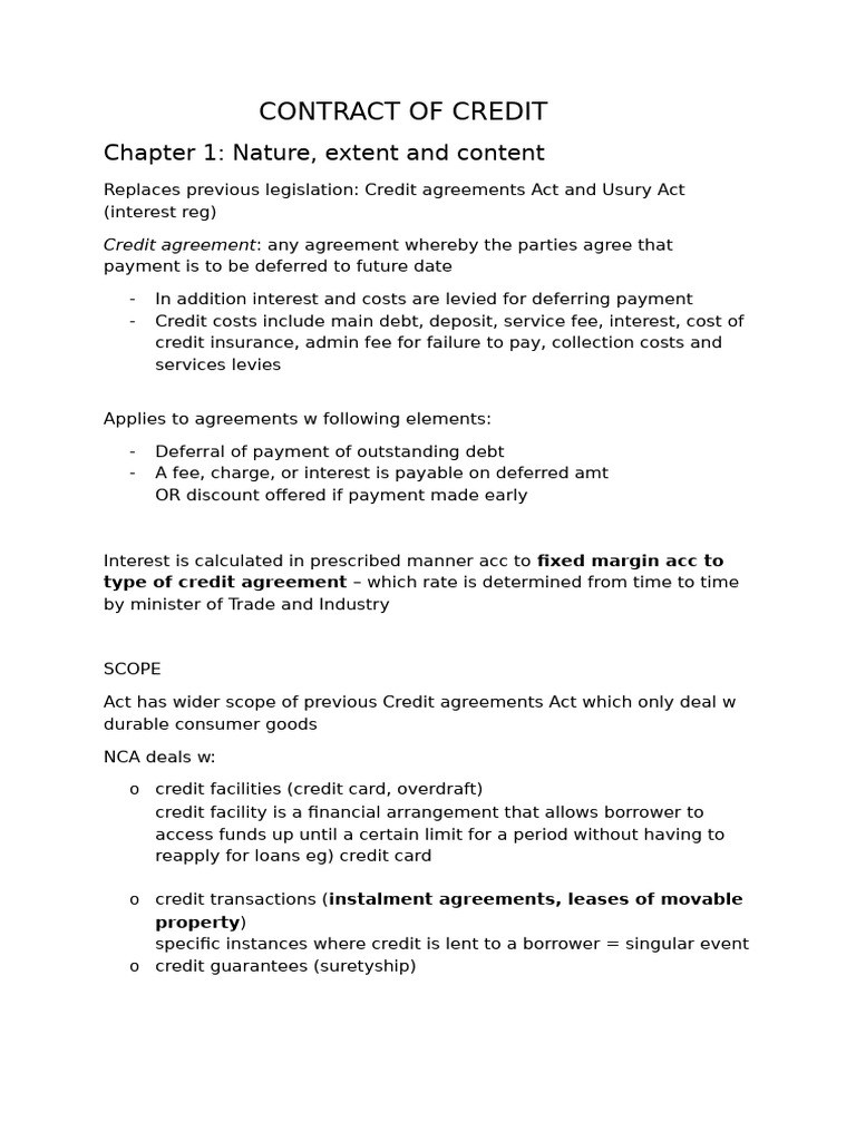Contract of Credit | PDF