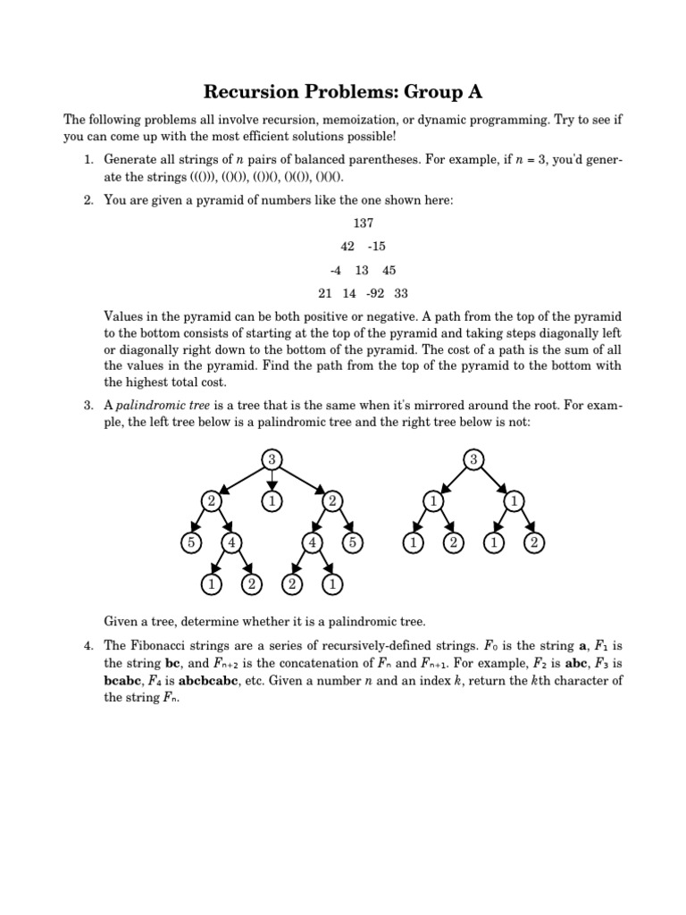 Recursion Problems - Stanford | PDF | Dynamic Programming | Theoretical ...