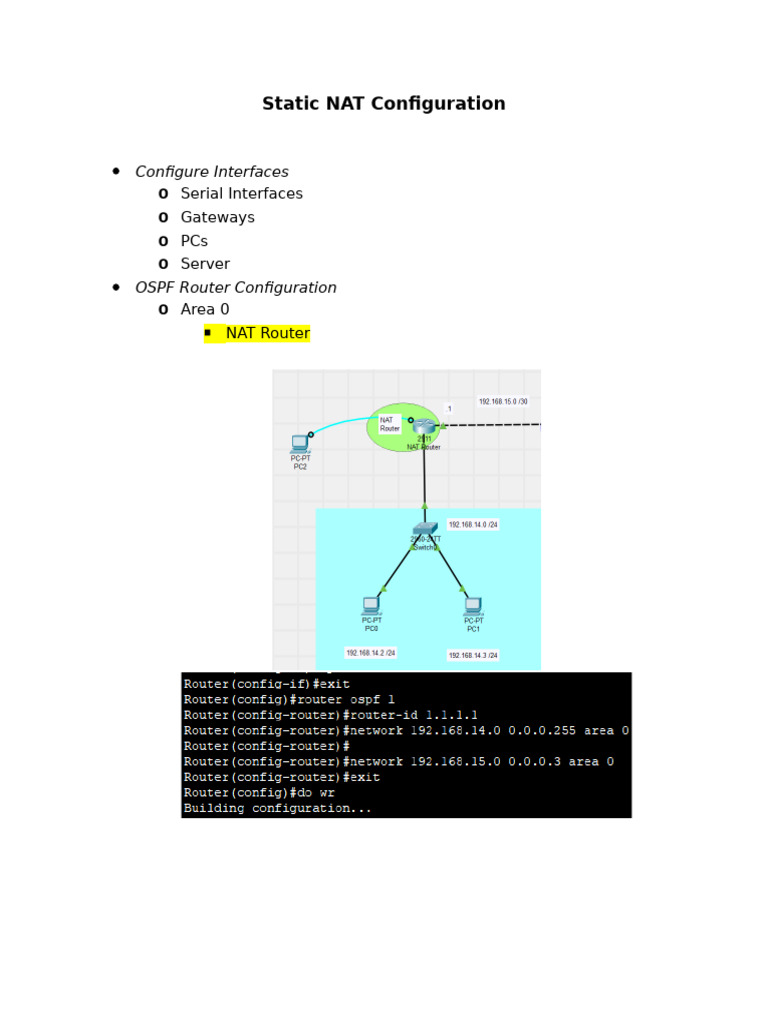 Static NAT Configuration Practice | PDF