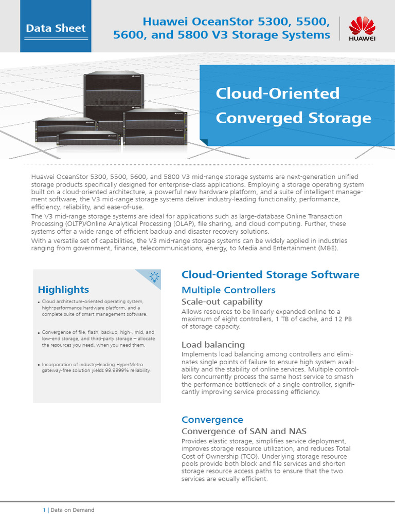 Huawei OceanStor 5300-5500-5600-5800 V3 Storage Systems | PDF ...