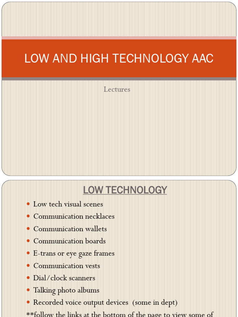 Low and High Technology Aac | PDF | Communication | Vocabulary
