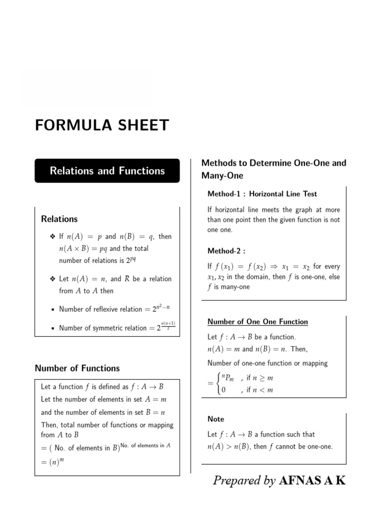 Formula Sheet | PDF