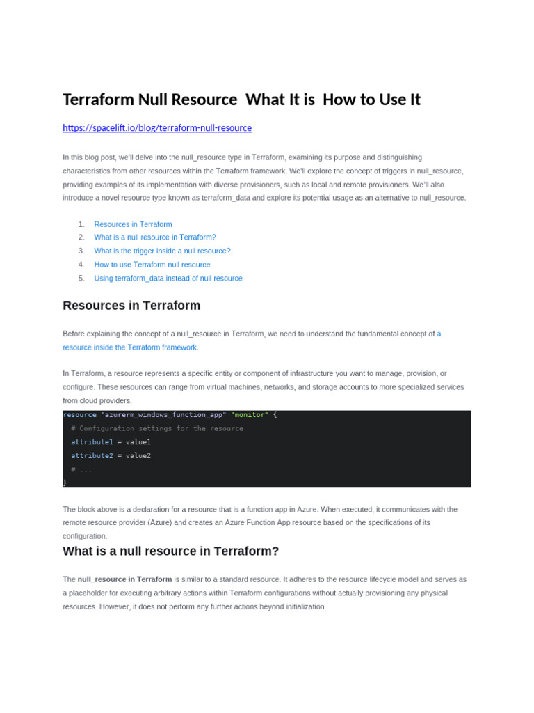 Terraform Null Resource What It Is How To Use It | PDF | Secure Shell ...