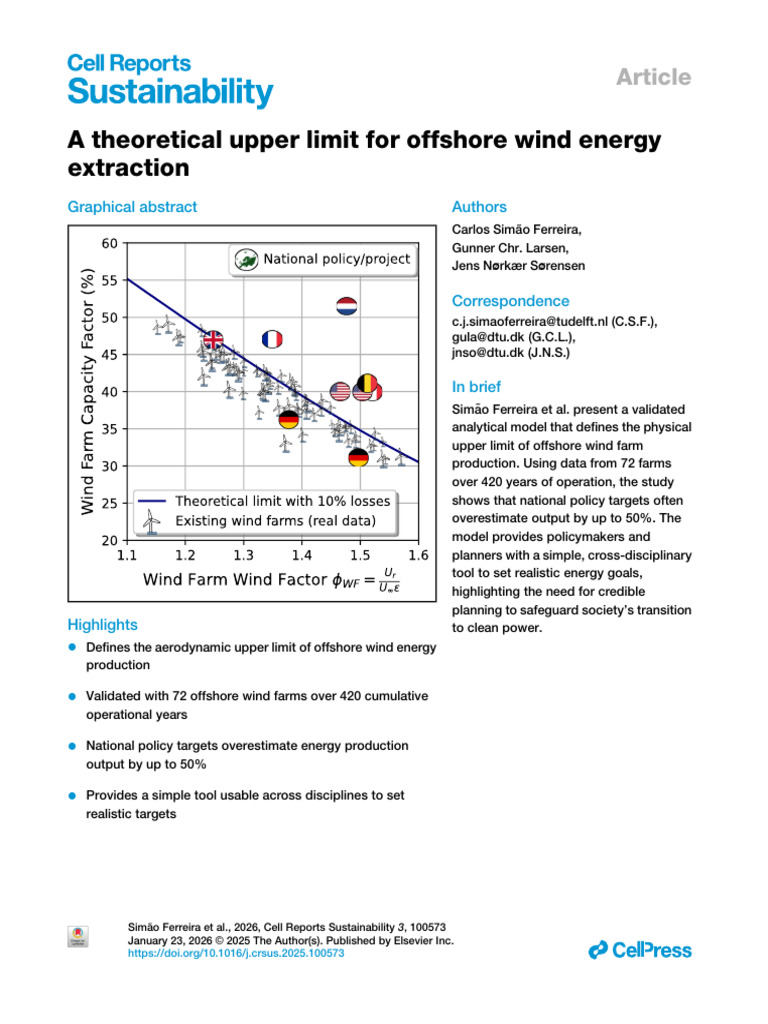 A Theoretical Upper Limit For Offshore Wind Energy Extraction | PDF ...