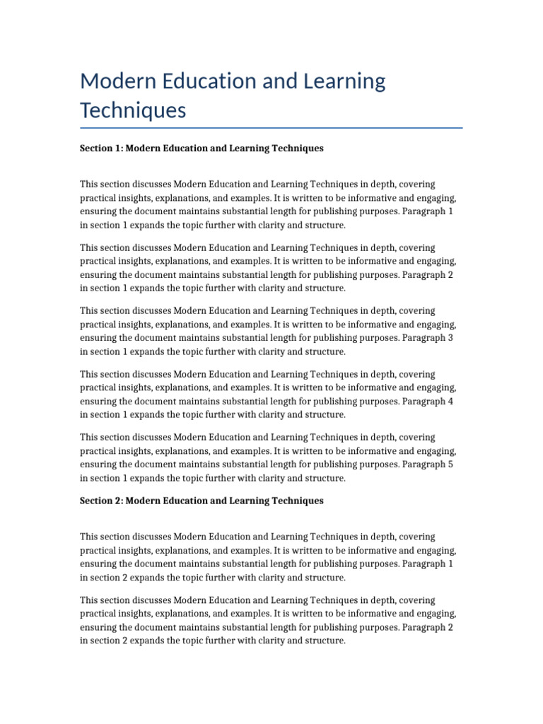 Modern Education and Learning Techniques | PDF