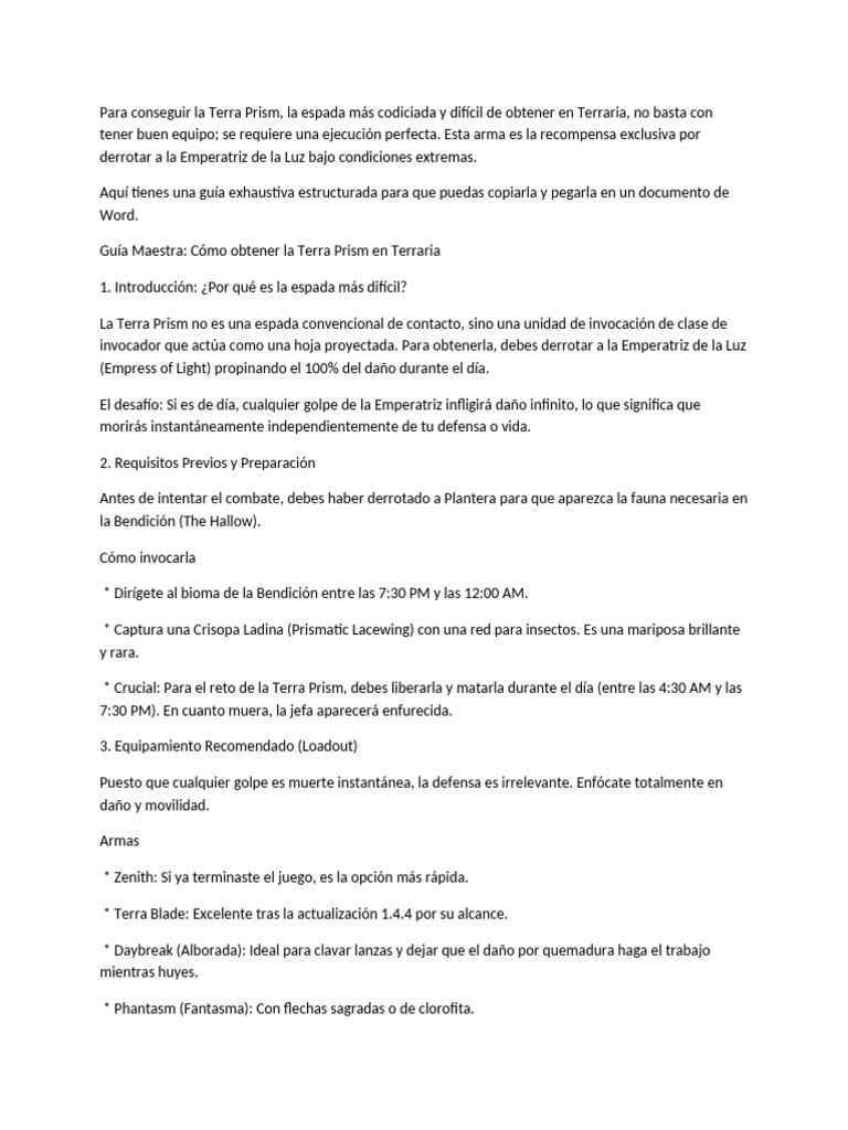 Guía increíble para crear el mejor arma de Terraria | PDF