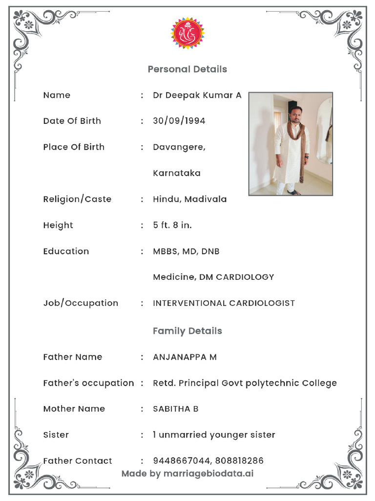 DR Deepak Kumar A Biodata | PDF