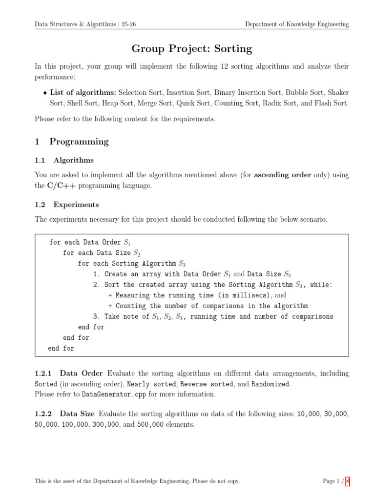 Lab03 Sorting (New) | PDF | Computer Science | Algorithms And Data ...