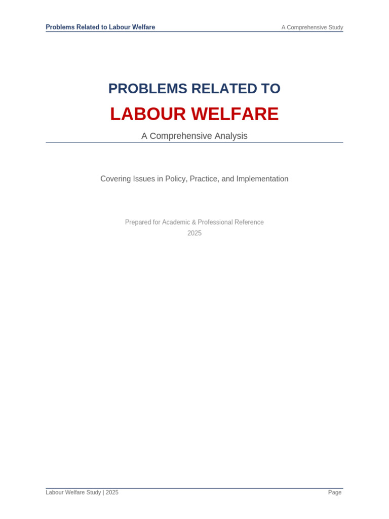Labour Welfare Problems | PDF