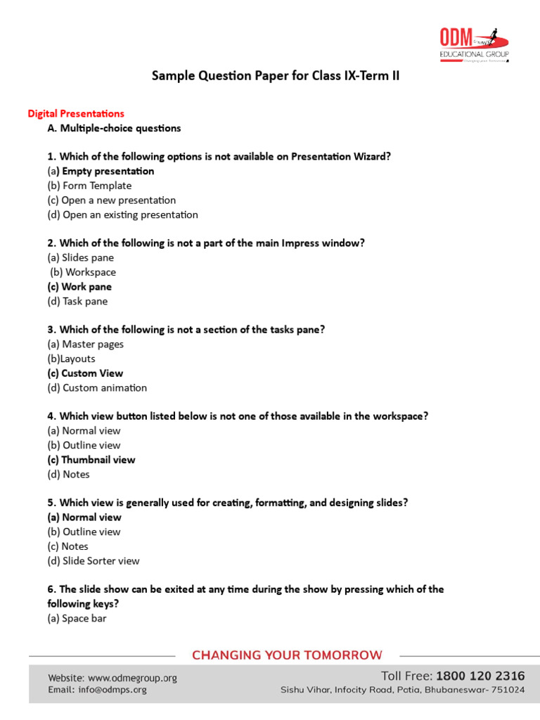 Sample TERM II Question Paper For Class IX | PDF | Spreadsheet | Computing
