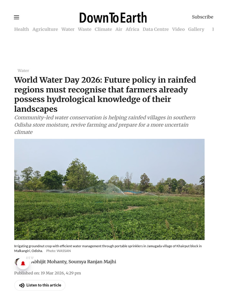 World Water Day 2026 - Empowering Farmers With Hydrological Knowledge ...