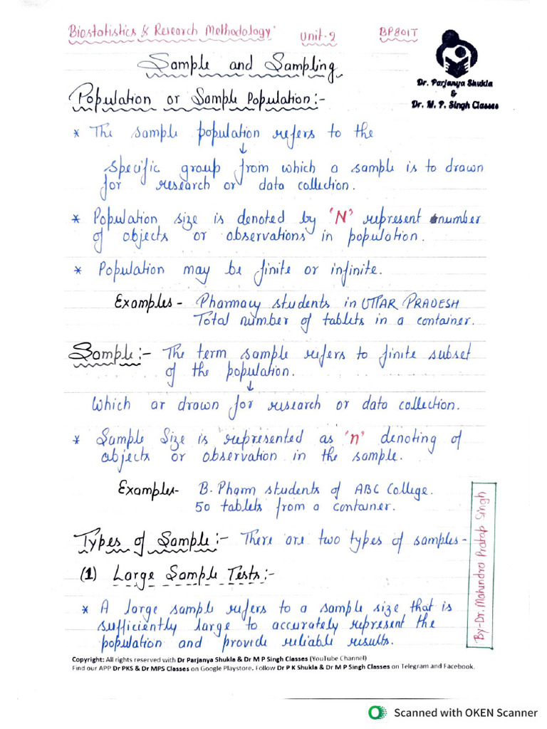 Unit 2 Sample Biostatistics | PDF