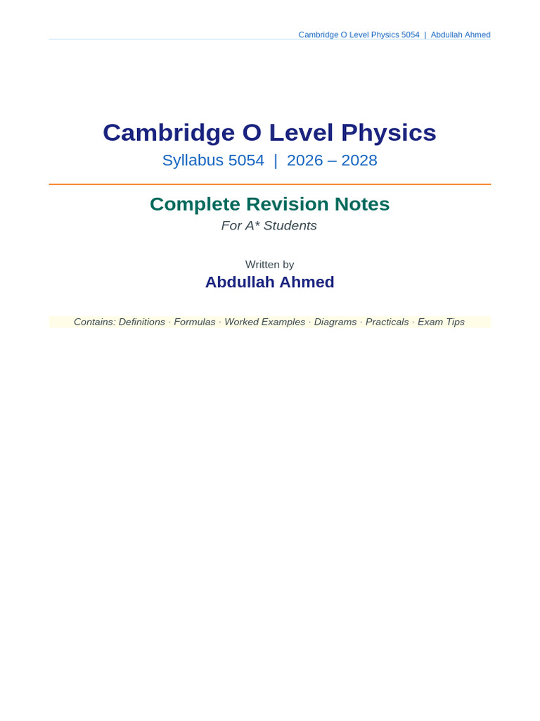 Physics OLevel Complete Revision Notes Abdullah Ahmed | PDF | Momentum ...