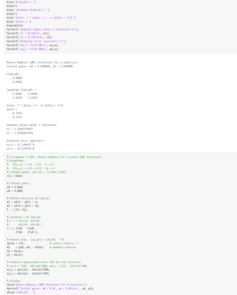Assignment 1 Matlab | PDF
