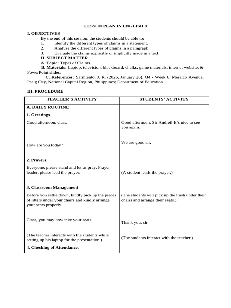 Detailed Lesson Plan Week 6 | PDF | Reading Comprehension