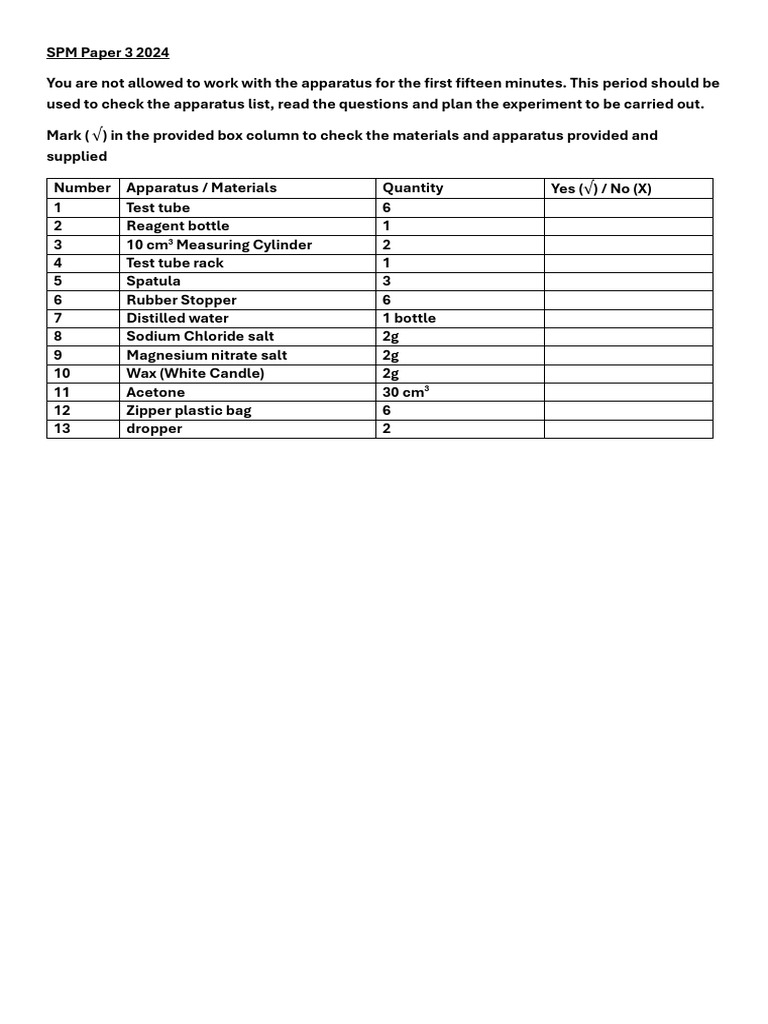SPM Paper 3 (Set 1) Question | PDF