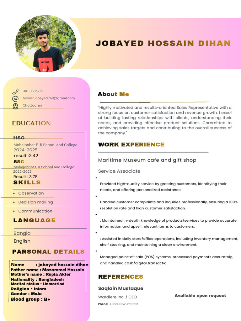 White Simple Sales Representative CV Resume | PDF | Business