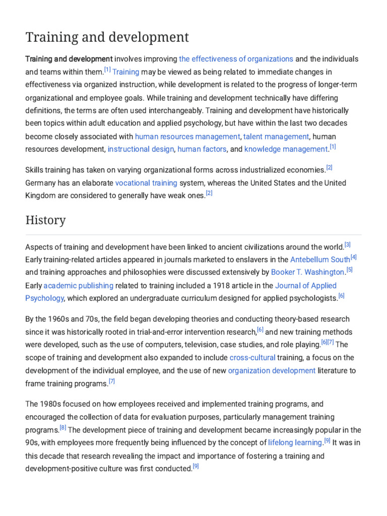 Training and Development - Wikipedia | PDF | Mentorship | Motivation