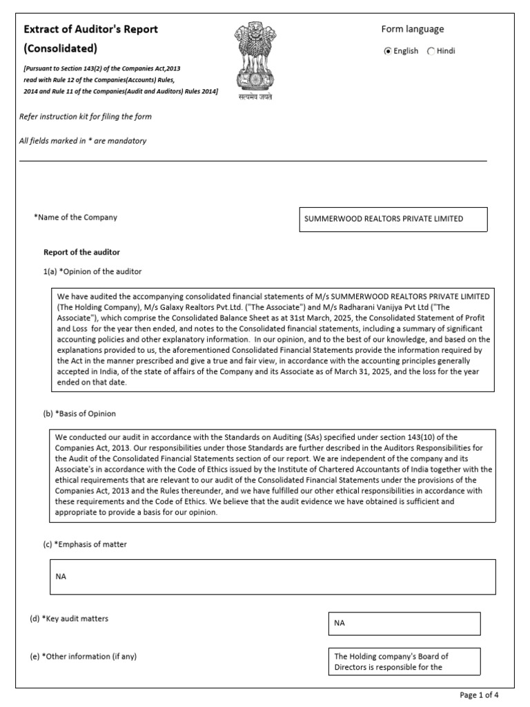 1-23272185287 - Extract of Auditor's Report (Consolidated) | PDF ...