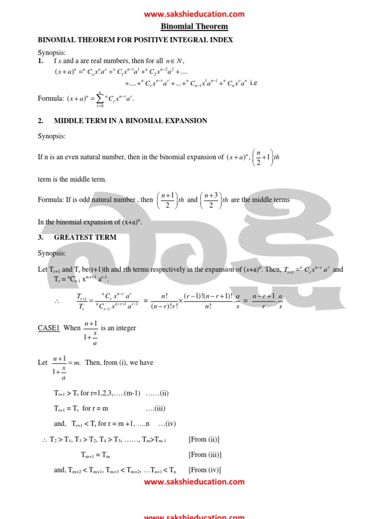 01 Binomial Theorem | PDF