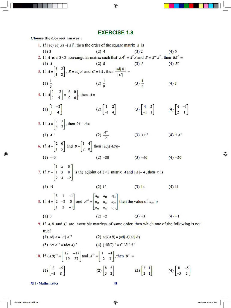 12 Maths Book Back One Mark EM | PDF | Ellipse | Differential Geometry