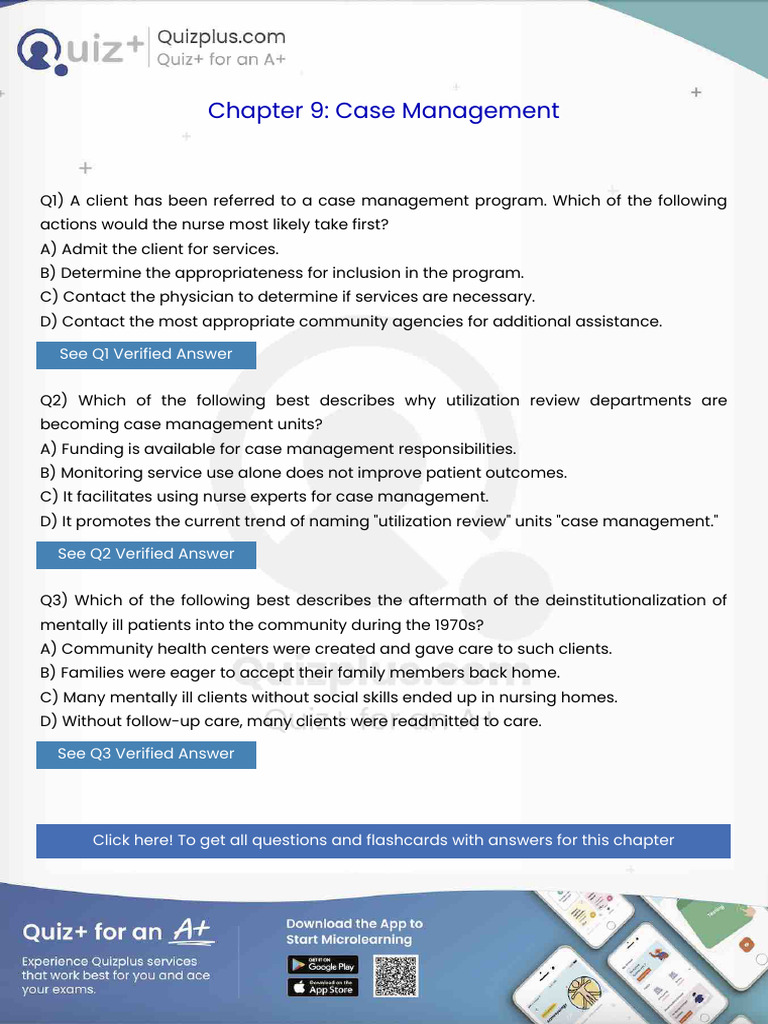 A Client Has Been Referred To A Case Management Program Which of The ...