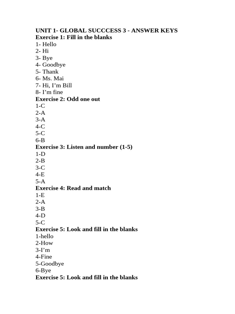 GS3 - Unit 1 - Keys | PDF