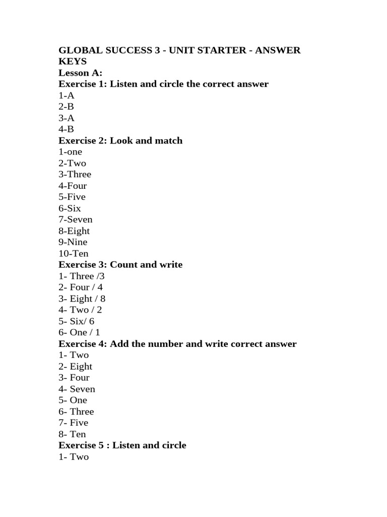 Gs3-Unit Starter - Keys | PDF