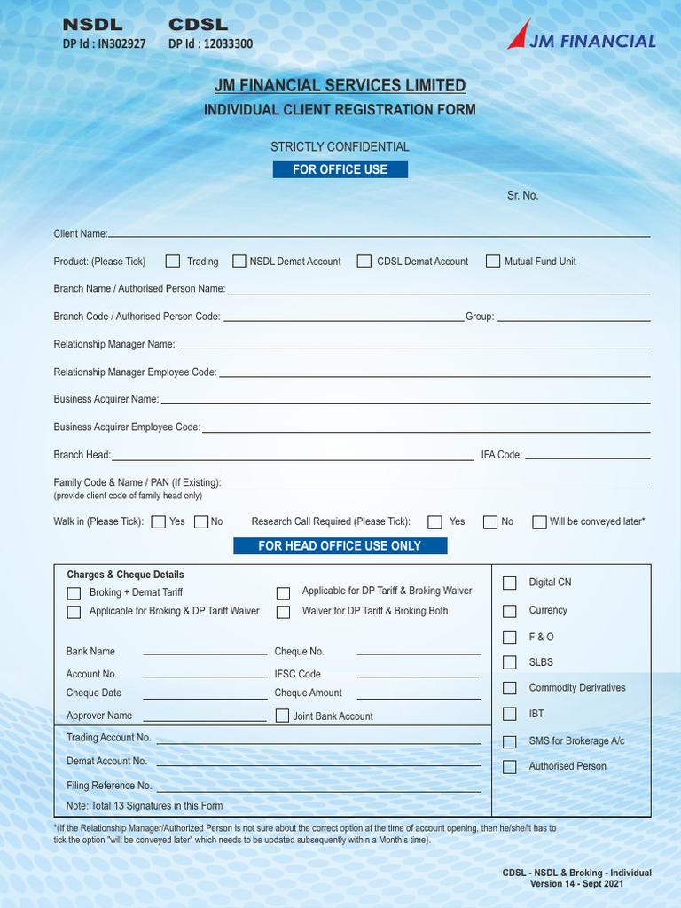 Individual Account Opening & DP Form | PDF | Identity Document | Money ...
