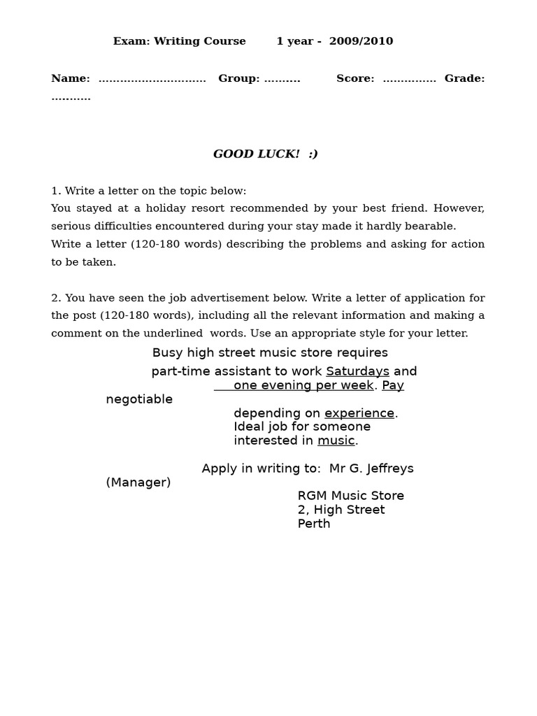 Exam WritingPop | PDF