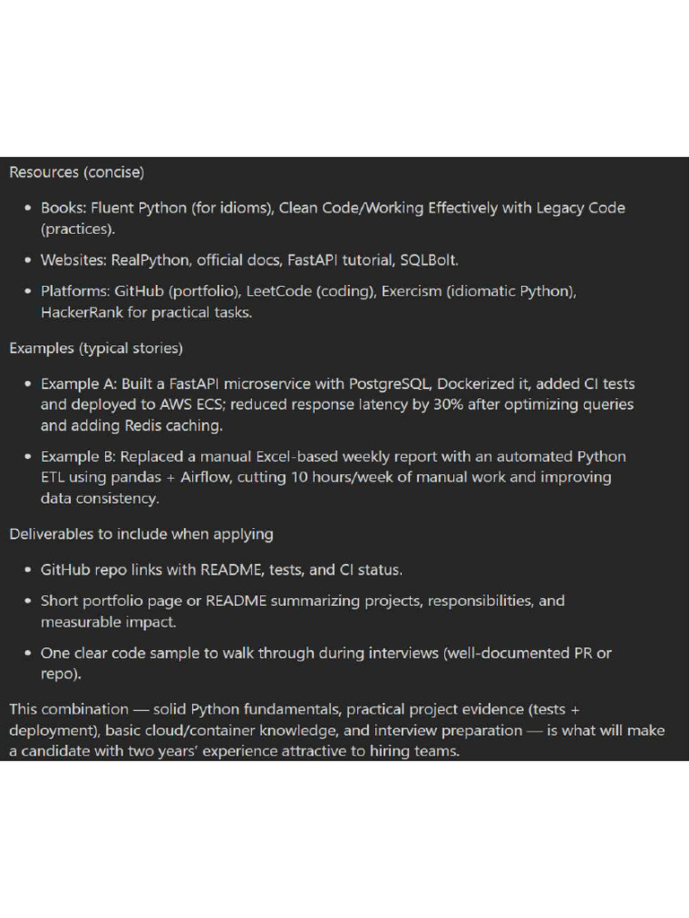 2 Yrs Exp Python Dev Prep Path | PDF