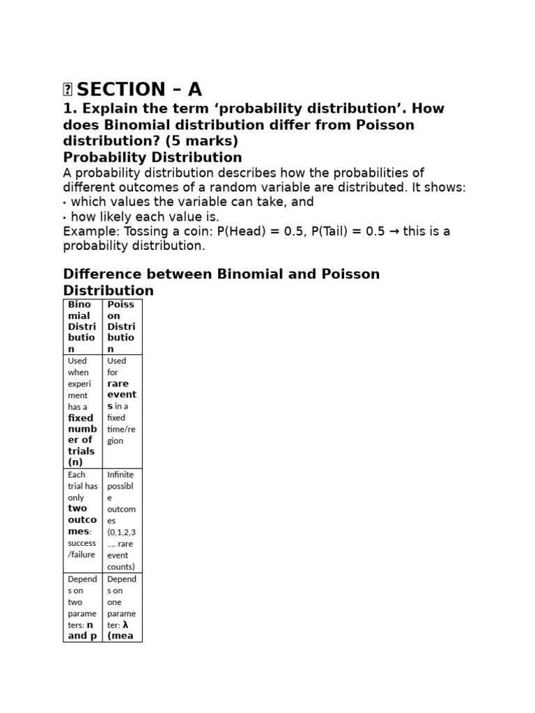 Section - A | PDF | Variance | Median