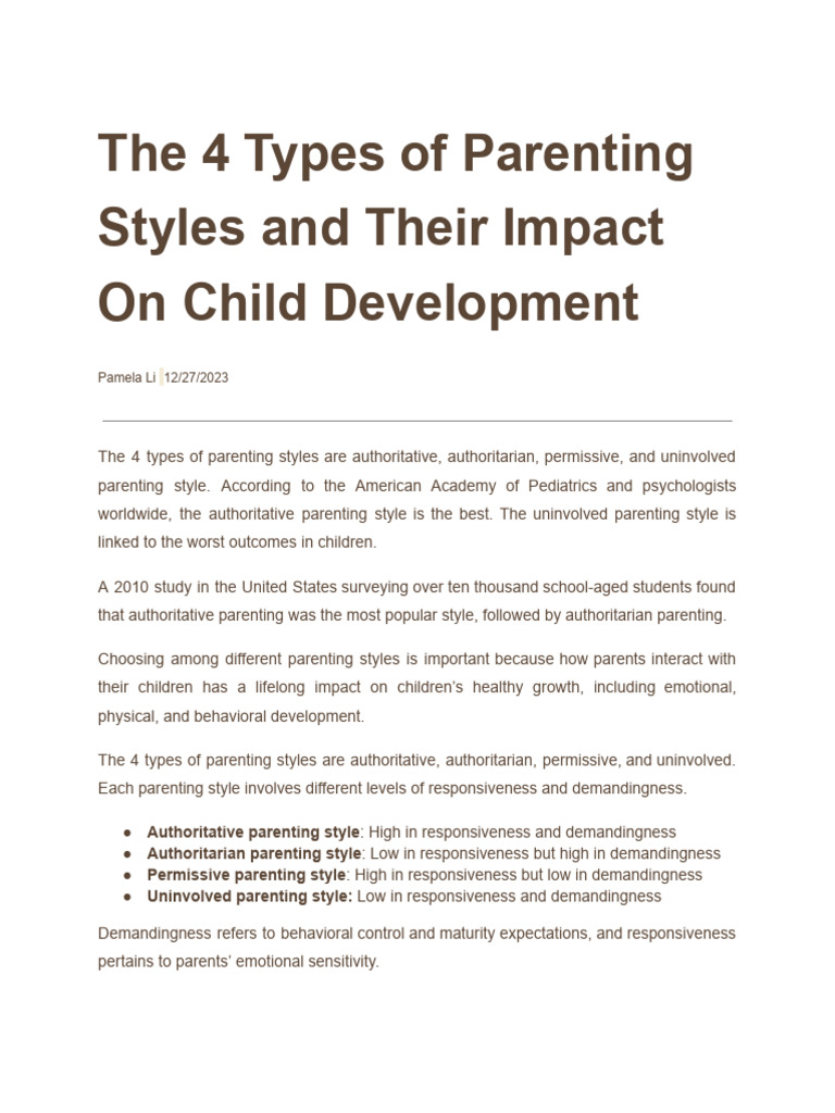 4 Types of Parenting Styles | PDF | Parenting | Behavioural Sciences
