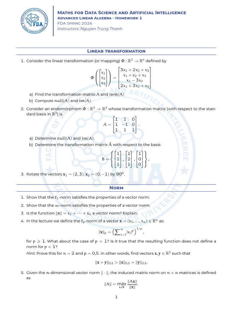 Maths For DS AI-1 | PDF | Eigenvalues And Eigenvectors | Matrix ...