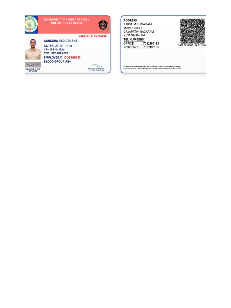 Id Card - Sankara Rao Danana | PDF