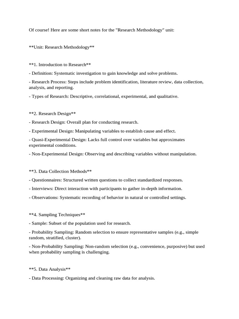 Unit 1 1 | PDF | Sampling (Statistics) | Methodology