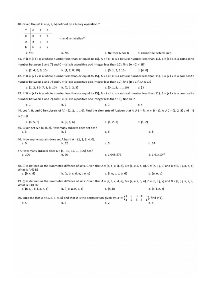 Mathematics Handouts August 19 | PDF