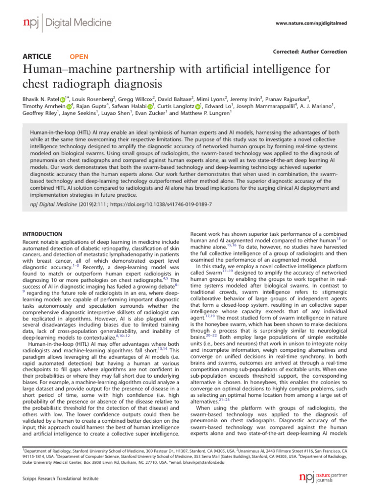 Human-Machine Partnership With Artificial Intelligence For Chest ...