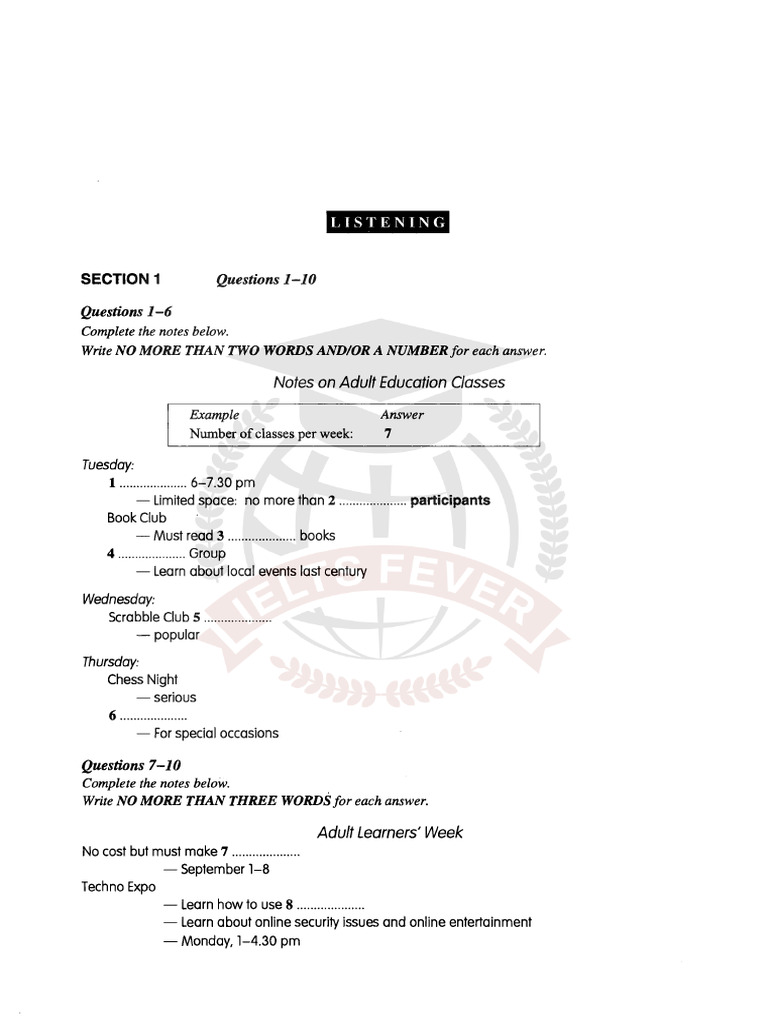 Ielts Fever Listening Practice Test 20 PDF | PDF