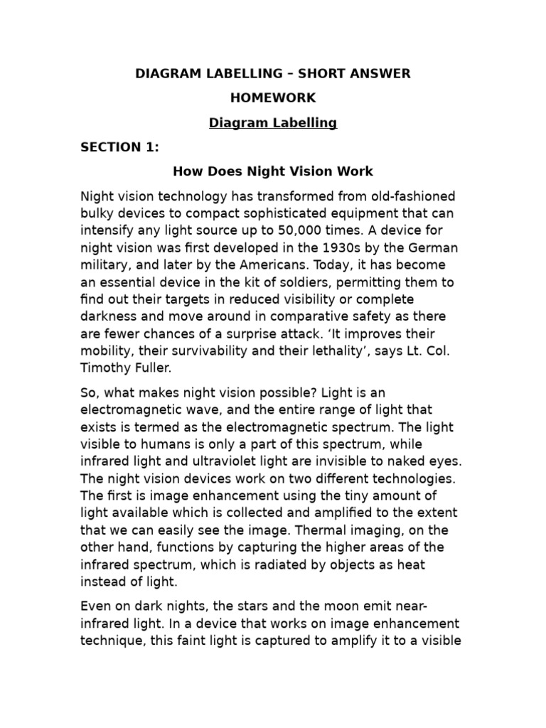 (8 - 8) Diagram Labelling & Short Answer | PDF | Light