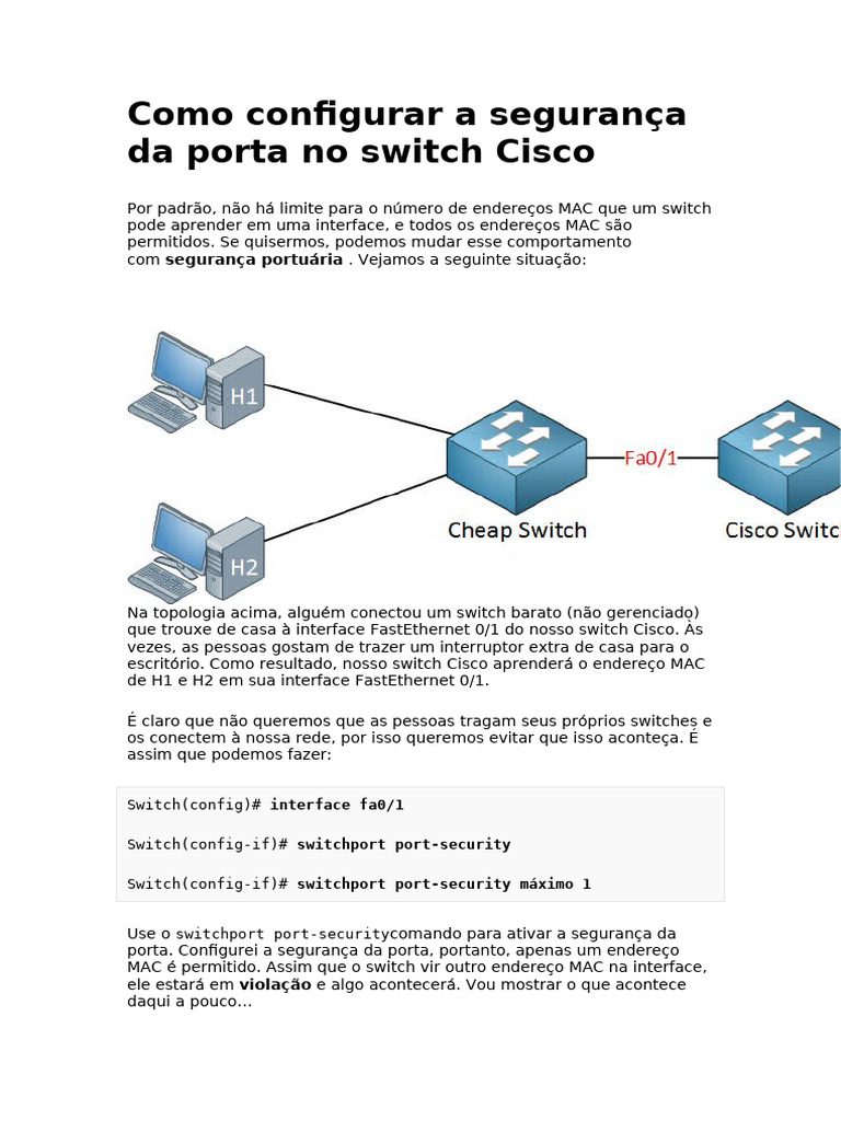 Como Configurar A Segurança Da Porta No Switch Cis | PDF | Comutador de ...