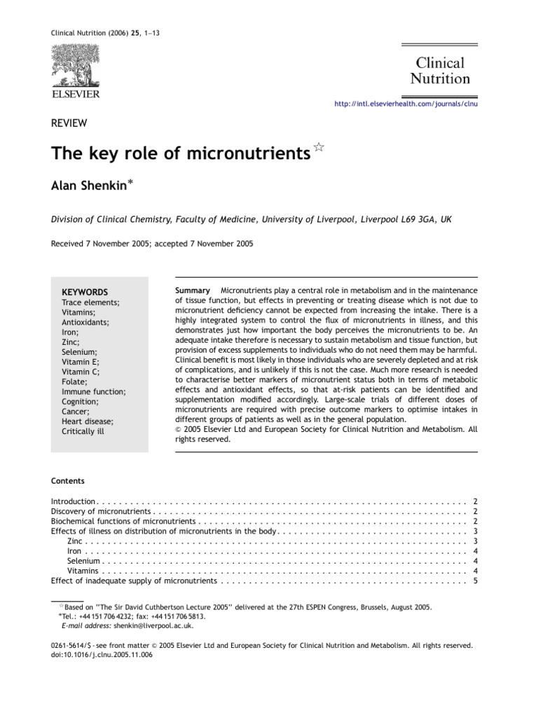 The Key Role of Micronutrients | PDF | Vitamin E | Dietary Supplements