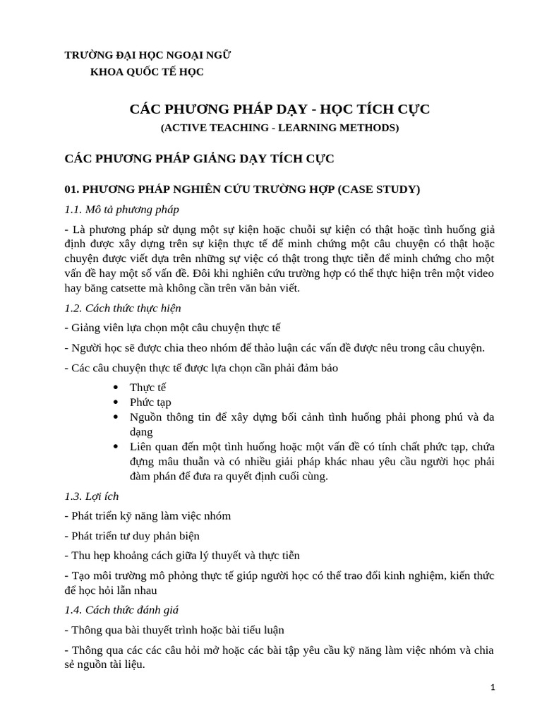 Teaching Learning Methods VN | PDF