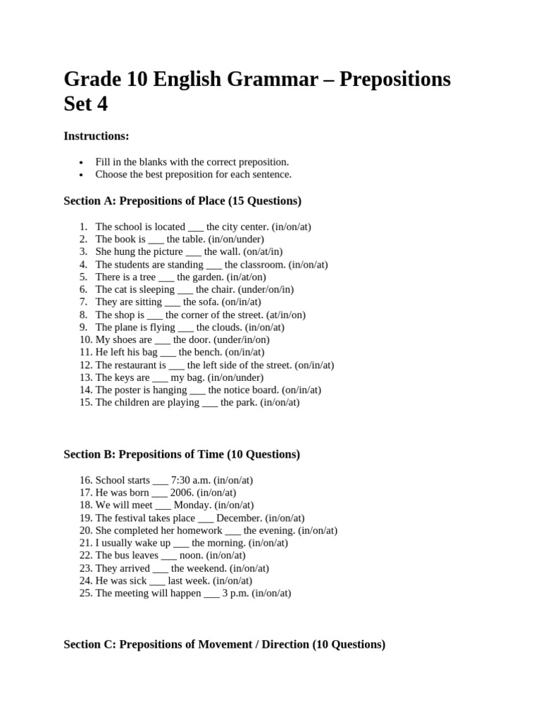 Grade 10 English Grammar set4 | PDF | Chess Openings | Chess