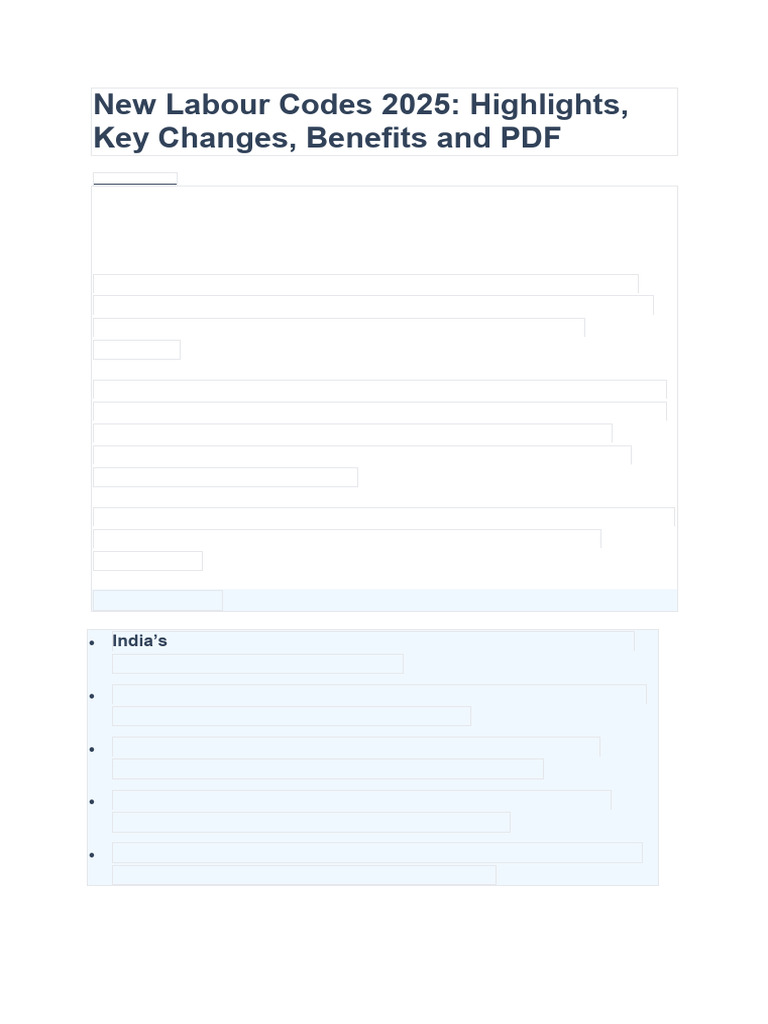 New Labour Codes 2025 | PDF | Employment | Wage