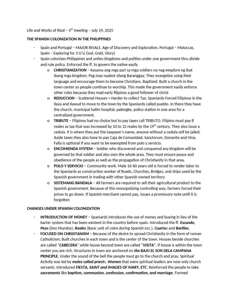 Rizals Life and Works Notes | PDF